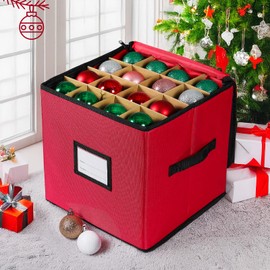 BIEBOS christmas decoration organizer village storage box，Containers that Store up to 64 Holiday Ornaments
