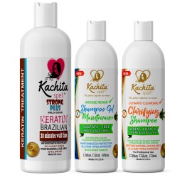 Full Kit Brazilian Keratin Treatment Kachita Spell Chocolate 32floz + 2 Shampoo