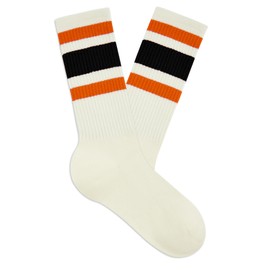 Zando Women Retro Striped Novelty Socks Crew Socks for Women Tube Socks with Stripes Cotton Athletic Womens Cute Crew Socks Cozy Vintage Socks Calf Socks Fashion Socks for Women Long Orange Black