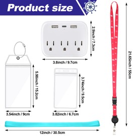 Oudain Carnival Cruise Essentials Cruise Accessories Must Haves Include 8 Waterproof Cruise Luggage Tags Holder 4 Cruise Lanyards for Ship Cards 4 Pack Towel Bands and Power Strip(Bright Sailing)