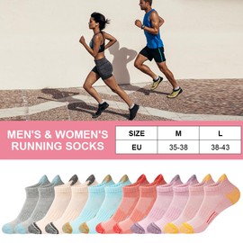HAGOT 6 Pair Trainer Running Socks for Women, Cotton Cushioned Breathable Ankle Sock, Low Cut Athletic Socks