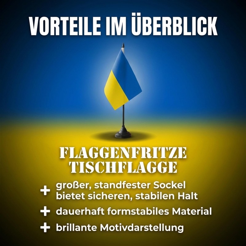 Flaggenfritze Ukraine Table Flag + Free Sticker