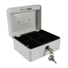 Omabeta Mini Home Safe Box 1Pc Portable Steel Petty Lockable Cash Money Coin Safe Key Lock Type Security Box Household with 2 Keys for Daily Use Traveling(White)