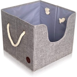 Premium Dog Toy Bin & Blanket Basket - Living Room & Nursery Storage, Easy to Clean, Perfect for Toy Organization - 13'x13'x11' - Grey