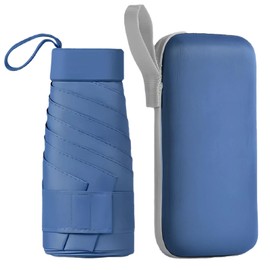 OHHXGK Mini Umbrella, Small UV Folding, Protection from Wind and Rain, Perfect for Daily Commuting, Travel and Business Trips, Suitable for Men and Women, blue