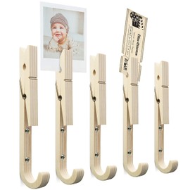 Molu Soul 5 Kids Coat Hooks Wall Mounted - Bamboo Childrens Coat Hooks - Wooden Coat Hooks for Wall - Premium Wooden Coat Pegs - Boys & Girls Coat Hooks