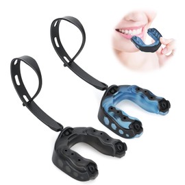 Pack of 2 Football Sports Mouth Guard Premium Mouth Guard with Straps Sports Mouth Guard Athletics Mouth Guard with Straps for American Football, Boxing, Kickboxing, Hockey (Blue Black)