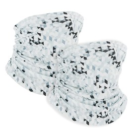 Bay Breeze Mosaic White Winter Camo Neck Gaiter Lightweight Warmer Balaclava Windproof Face Mask for Outdoor Sports, Multi-function as Stretchable Headband Elastic Fabric Fishing Bandana or Scarf