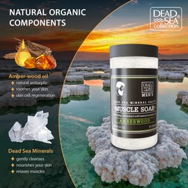 Dead Sea Collection Bath Salts for Men - Muscle Recovery Bath Soak - Amberwood Mens Natural Dead Sea Salt for Soothing, Healing and Relaxing - 37 oz