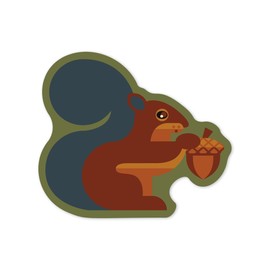 Die Cut Sticker Squirrel with Acorn, Geometric, Contour Vinyl Sticker 3 to 6 inches, (Waterproof Decal for Cars, Water Bottles, Laptops, Coolers), Large
