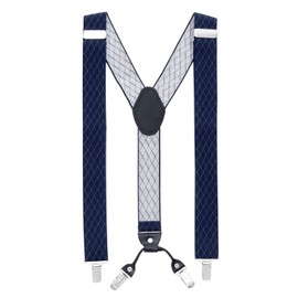 MASADA Men's Braces with Robust Clips Fully Adjustable 3.5 cm Wide and up to 195 cm Height, Dark Blue Diamond