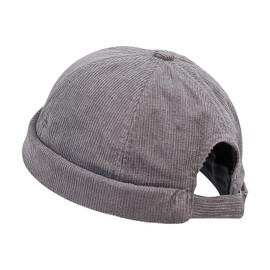 Croogo Men's No-Brim Fisherman Cap, Roll Cap, Washed Cotton Cap, Sag Cap, Round, Cotton Cap, Face Slimming Effect, Watch Cap, Fall and Winter, Plain, Sailor Hat, Individuality, Gentleman's Hat, Fashion, Outdoors, G-GD34-grey, 56.0-58.0 cm