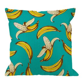 HGOD DESIGNS Banana Pillow Covers,Decorative Throw Pillow Banana Fruit Pattern Sketch Style Pillow Cases Cotton Linen Outdoor Indoor Square Cushion Covers for Home Sofa Couch 18x18 inch Blue Yellow