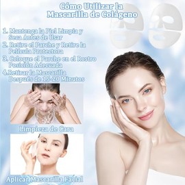 8 Piezas Collagen Real deep Mask, Mascarilla de Biocolageno, Mascarillas de Colageno, Reduce los Poros, Mejora la Elasticidad, Las Arrugas y Hidratación profunda