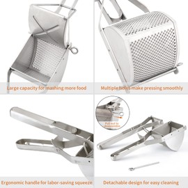 MyLifeUNIT Heavy Duty Commercial Potato Ricer, Stainless Steel Business Potato Ricer and Masher