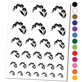 Stem of Orchids Flowers Temporary Tattoo Water Resistant Fake Body Art Set Collection - Light Pink (One Sheet)