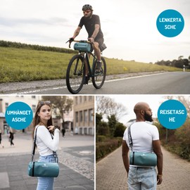 MONSTERANDO Bicycle Handlebar Bag and Shoulder Bag Travel Monster Sustainable Recycled PET Waterproof Athleisure Gym Sports Bag with Crossbody Strap, 5L Sea Blue