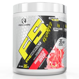 Forzagen  F5 Pre-Workout Revamped  3 g Beta Alanina  1.5 g Citrulina  150 mg Cafeina  35 Servicios  Sabor Dulce de Sandia  Pre Entrenamiento  Energía 