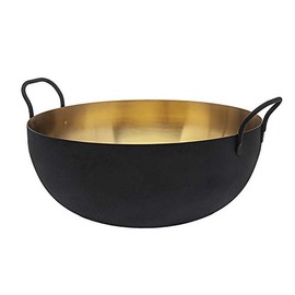 Godinger Salad Bowl, Fruit Bowl, Serving Bowl, Black and Gold 12x12 Stainless Steel