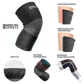 Modetro Sports Knee Compression Sleeve - Knee Support Compression Sleeve Brace for Men Women - Knee Brace for Runner Weight Lifting Knee Sleeve