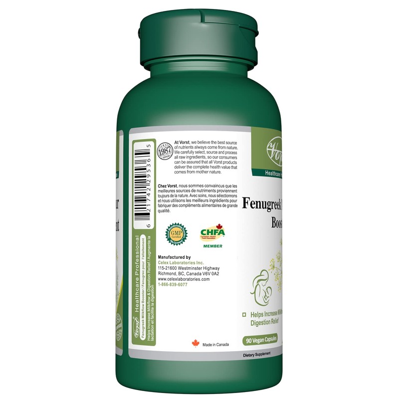 VORST Fenugreek Milkflow Booster 1000mg (500mg Per Capsule) 90 Vegan