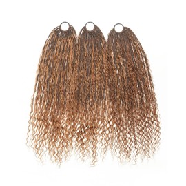 Jaliaza 28" Crochet Huaman Hair Boho Box Braids with 100% Human Hair Boho Curls for Black Women - Ombre Brown - 90 Strands (6 Boho Curls)