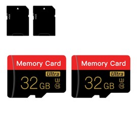 ESHAKHARE 2 Pack Micro SD Card 32GB with SD Adapter High Speed Memory Card for Tablet,Camera,Drone(Red Balck 32GB)