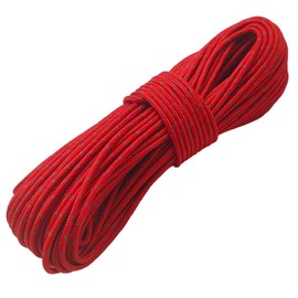Legnowit 2mm Reflective Guyline Camping Paracord, Ultralight Thin Cord Rope for Tarp Rain Fly Tent Camping, 65 Feet (Red)