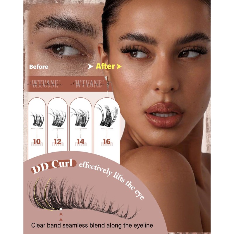 Wtvane Wispy Lash Clusters Kit Fluffy Eyelash Clusters Lashes Kit