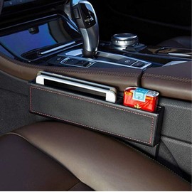 relleno de espacio para asiento de coche, organizador de bolsillo lateral de asiento de coche de cuero para guardar teléfonos o boletos o llaves o dinero de bolsillo (Negro)