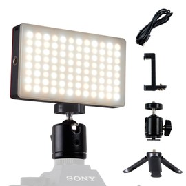 Video Conference Light, USB 96 LED Video Light Bi-Color Photography Portable Lighting Kit 3300mAh for Tabletop/Low Angle Shoot/YouTube on Smartphone/Gimbal/DSLR/Selfie Stick (HF-96B)