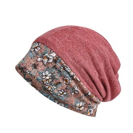 Lerica Flower Pattern, Sun Shade, Medical Hat, Care, Knit Cap, For Women, Breathable, Actress, Small Face, UV Cut, red