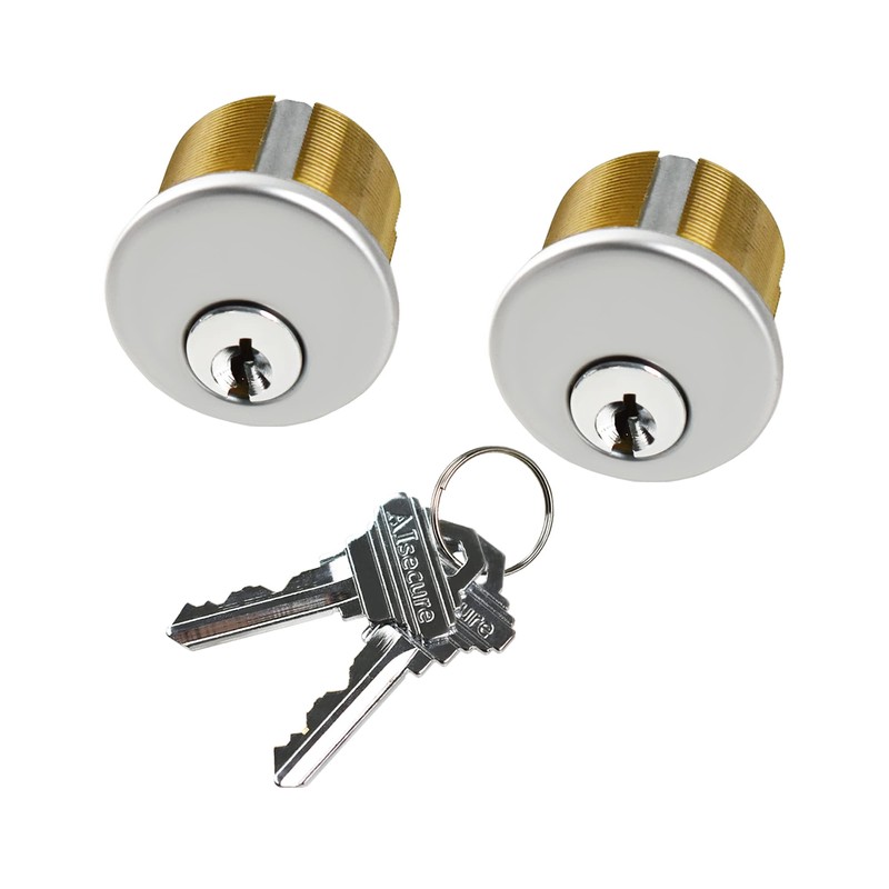 AIsecure Brass Mortise Cylinder with 2 Keys for SC Keyway