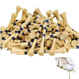 Mirhua ゴルフティー 82mm ゴルフ用品 コンペ 高さ調整可能 ロングティー ウッドティー 目盛り付き ゴルフ 用品 コンペ アクセサリー 竹製 50本セット