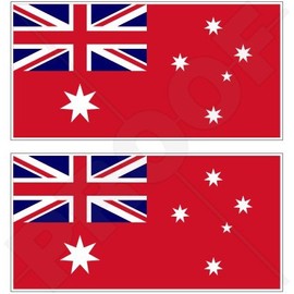 Australia RED Ensign Merchant Marine Flag Australian 4.3" (110mm) Vinyl Bumper-Helmet Stickers, Decals x2