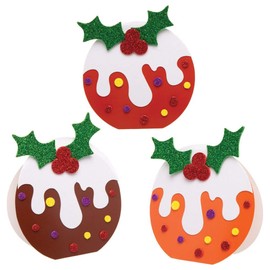 Baker Ross AT320 Christmas Pudding Card Kits, Festive Arts and Crafts (Pack of 6), Assorted