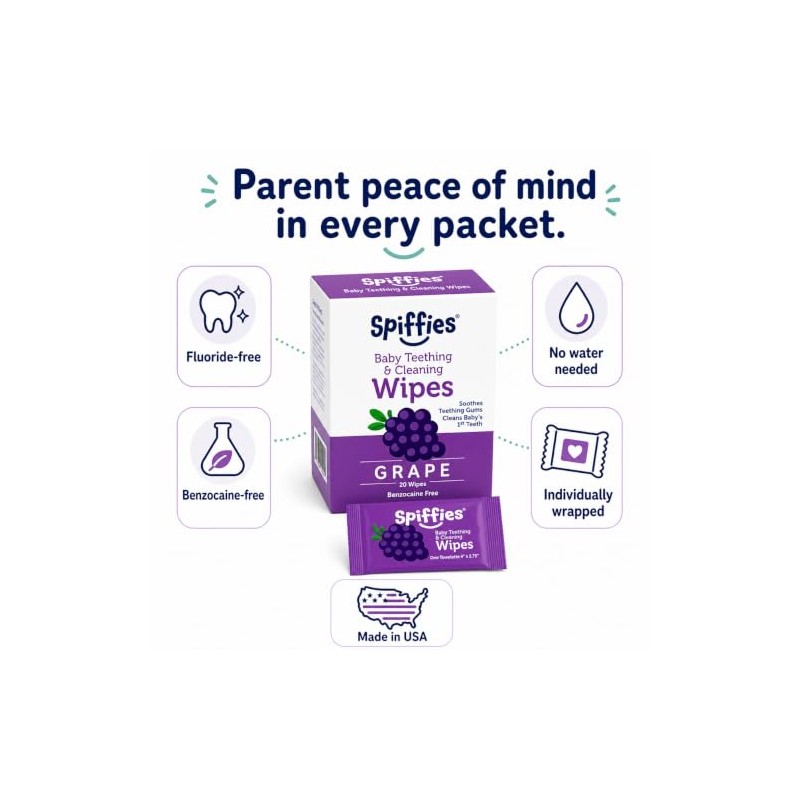 Toothwipes, Grape Wipes, 20-Count ( Pack of 3) ( Pack