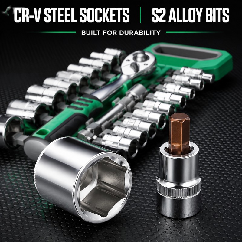 72-Tooth Ratchet Socket Set for Auto & Home Repair –