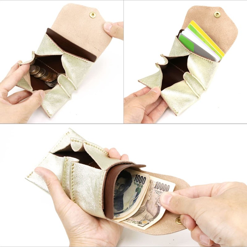 Cham HAKU PLUMP WALLET LXKH-010 Women's Mini Wallet, Small Wallet,