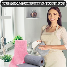 UOUOU Rollo de Toallas de Microfibra, Paquete de 50, Rollo Microfibra, 25 x 25 cm, Paños de Limpieza de Microfibra, Reutilizable, Ultraabsorbentes, para Coche, Hogar, Cocina (Gris)