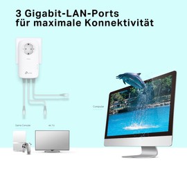TP-Link Powerline Adapter Set TL-PA8030P KIT(1300Mbit/s, mit Steckdose, 2*2-MIMO, 6 Gigabit Ports, Plug&Play, Kompatibel mit allen HomePlug AV/AV2 Powerline Adaptern, Ideal für Online-Gaming)