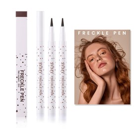 2PCS Freckle Pen,Face Fake Freckles Stamp Tool for Natural Sunkissed Beauty Makeup,Quick Dry and Long Lasting Freckle Pen,Fake Mole Pencil,Dark Brown