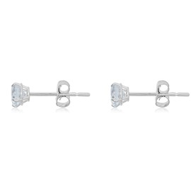 AVORA 10K White Gold 4mm Round Simulated Diamond CZ Stud Earrings