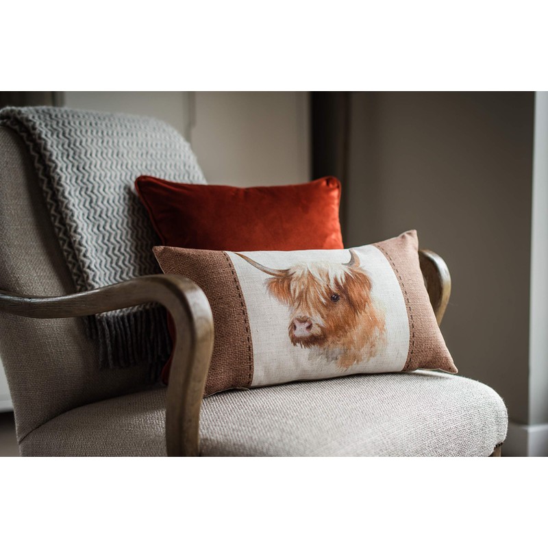 Evans Lichfield Hessian Cow Cushion Cover, White, 30 x 50cm
