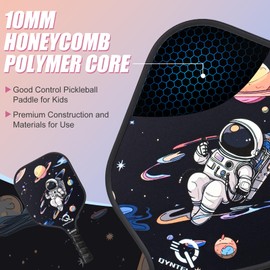 Qyntelix Kids Pickleball Paddle - Astronaut Galaxy Pickleball Paddle, Lightweight Honeycomb Core, Premium Comfort Grip, Astronaut Pickleball Gifts for Children 12 and Under Box - Boy