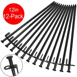 Beefoor Tent Stakes, Heavy Duty Camping Stakes 12in-12parks Forged Steel Tent Pegs Unbreakable and Inflexible - Available in Rocky Place Dessert Snowfield and Grassland