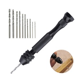 WANJICHENRUI Pin Vice, Hand Drill, Craft Tools, Plastic Model Tools, Set of 10, Storage Case, Handicrafts, DIY Tools (Black)