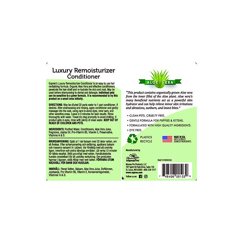 Espree Animal Products Luxury Remoisturizer, 20 oz (591 ml)