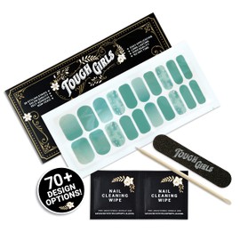 TOUGH GIRLS | 20 Exquisite Gel Nail Polish Strips w/Application Accessories - No UV/LED Lamp Required (Seafoam & Silver Speckles)