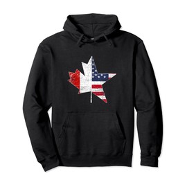 Maple Leaf USA American Flag Canada Pullover Hoodie